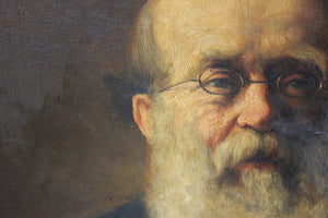 Ambrose Dudley; A Large English School c.1891 Gilt Framed Oil on Canvas Portrait of John Harrison Foster 1818-1905