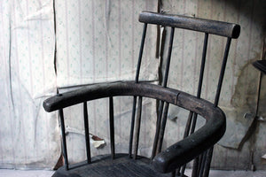 An 18thC Primitive Oak & Iron Comb-Back Windsor Armchair c.1780