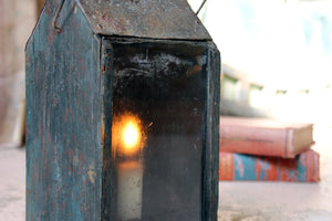A Primitive Painted Pine & Tin Hand-Lantern c.1830-40