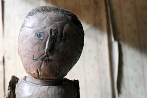 A Large Primitive Oil-Cloth Hand-Stitched Doll c.1900