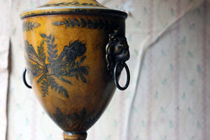 A Regency Period Hand-Painted Toleware Chestnut Urn & Cover c.1810-20