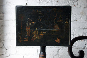 A Pretty Regency Black Japanned & Chinoiserie Decorated Tripod Table c.1815