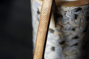 An Attractive c.1920 Art Deco Period Japanese ‘Thousand Cranes’ Pottery Vase & Cover