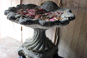 A Mid-20thC Cast Composition Stone Scallop Shell Bird Bath