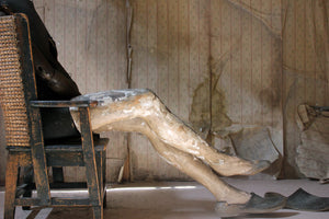 A Mid-19thC German Life Size Articulated Seated Mannequin c.1860