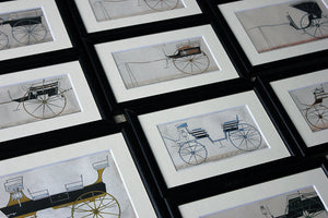 A Scarce & Decorative Group of Twelve Framed c.1860s Coach Building Carriage Designs