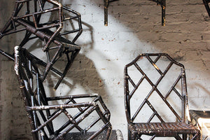 A Fine Set of Six Cane Chinese Chippendale Cockpen Edwardian Conservatory Chairs by Dryad c.1915