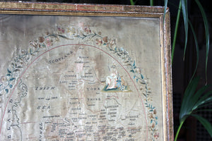 A Very Pretty Early 19thC Embroidered Silkwork Map Picture of England c.1800-20