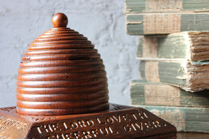 A Rare Late 19thC Carved Oak Collection Box for The Royal Infirmary in the Form of a Beehive