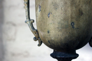 A Pretty French Verdigris Patinated Copper Campana Urn c.1900