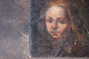 A Small 18thC Oil Portrait of a Young Girl
