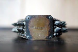 An Early 19thC Leather & Bronze Studded Dog Collar; Edward P. Clanton