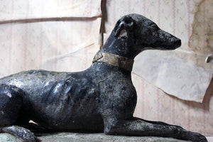 A Decorative Mid 20thC Painted Cast Stone Whippet c.1940-50