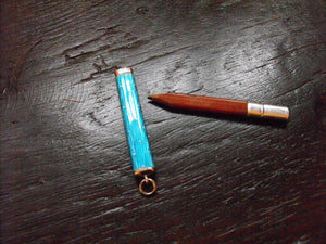 An Art Deco White Metal & Guilloche Enamelled Pencil Holder & Cover