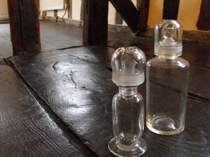 Two Late 19thC Glass Apothecary Bottles to Include one Flask