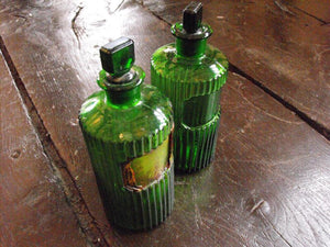 Two Late 19thC Green Glass Apothecary Bottles
