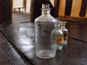 Three Late 19thC Glass Apothecary Bottles with Assorted labels, to include one for Perfume