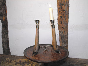 An Absurd Pair of Late 19thC Deer Slot Taxidermy Candlesticks