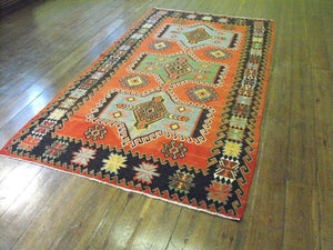 A Lively Azeri Kilim Carpet: 366cm x 193cm