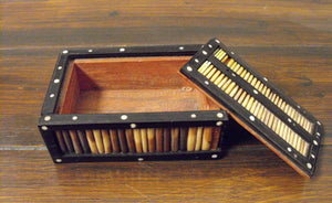 A Late 19thC Ebony & Bone Inlaid Quillwork Box