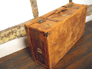 A Large Vintage Leather Travelling Suitcase