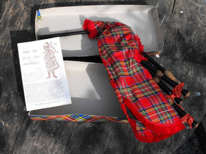 A Boxed Set of Vintage Child's Bagpipes by Monteiths of Glasgow