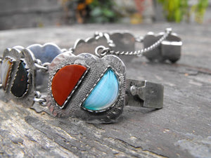 A Fine Mid 20thC Scottish Silver & Agate Hardstone Bracelet, Hallmarked for The Ward Brothers, Glasgow 1957