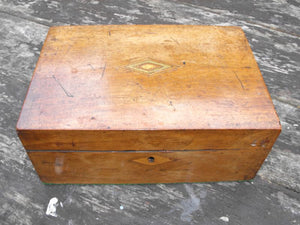 A Pretty Late Victorian Walnut Sewing / Trinket Box with Exotic Inlay