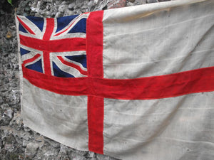 A Highly Desirable British Antique Royal Navy White Ensign Applique Flag; Lane & Neave, London 1909