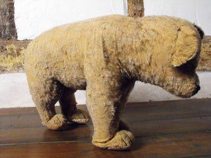 An Early 20thC Vintage Wool Filled Mohair Standing Teddy Bear