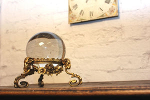 A Rare c.1920-40 Crystal Ball On Fine Gilt Bronze Stand