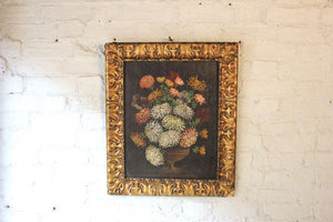 A Charming Late 19thC Naïve School Oil on Canvas; Still Life of Flowers