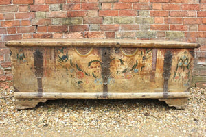 A Very Pretty c.1800 Polychrome Painted Scandinavian Pine Coffer