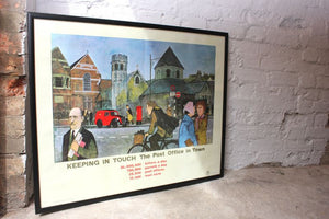 Cambridge Interest: A Large Original c.1960 Vintage GPO Poster; Keeping in Touch; The Post Office in Town