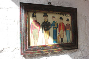 A Charming Small Primitive Watercolour Picture of an Early 19thC Family