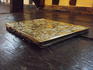 An Arts and Crafts Leather, Silk & Brass Blotter