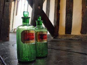 Two Late 19thC Green Glass Apothecary Bottles; Deadly Nightshade & Monkshood