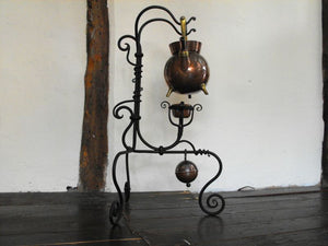 An Arts & Crafts Kettle, Stand, & Burner, designed by Christopher Dresser for Benham & Froud