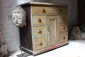 A Good Victorian Painted & Stained Pine Side Cupboard c.1880