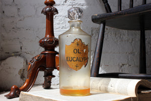 A Superb c.1870s Glass Apothecary Bottle for Eucalyptus Oil