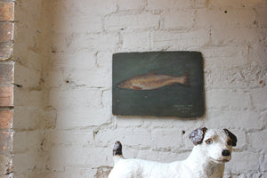 A Charming c.1914 Naive English School Oil on Board; Craigalliain Half Pound Trout