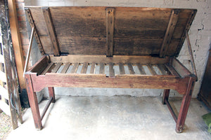A Large Rustic c.1900 Pine Adjustable Potting Table/Bench