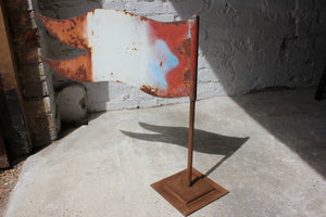 A Decorative c.1900 Folk Art Cut Metal Weather Vane Finial in the Form of a Flag