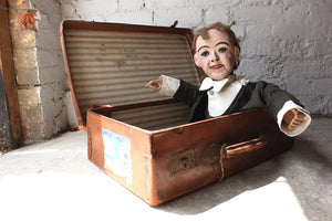 A Wonderful Early 20thC Cased Ventriloquist’s Dummy Attributed to Herbert Brighton