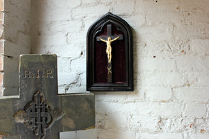 A Fine 19thC Ivory Carved & Ebony Framed Corpus Christi