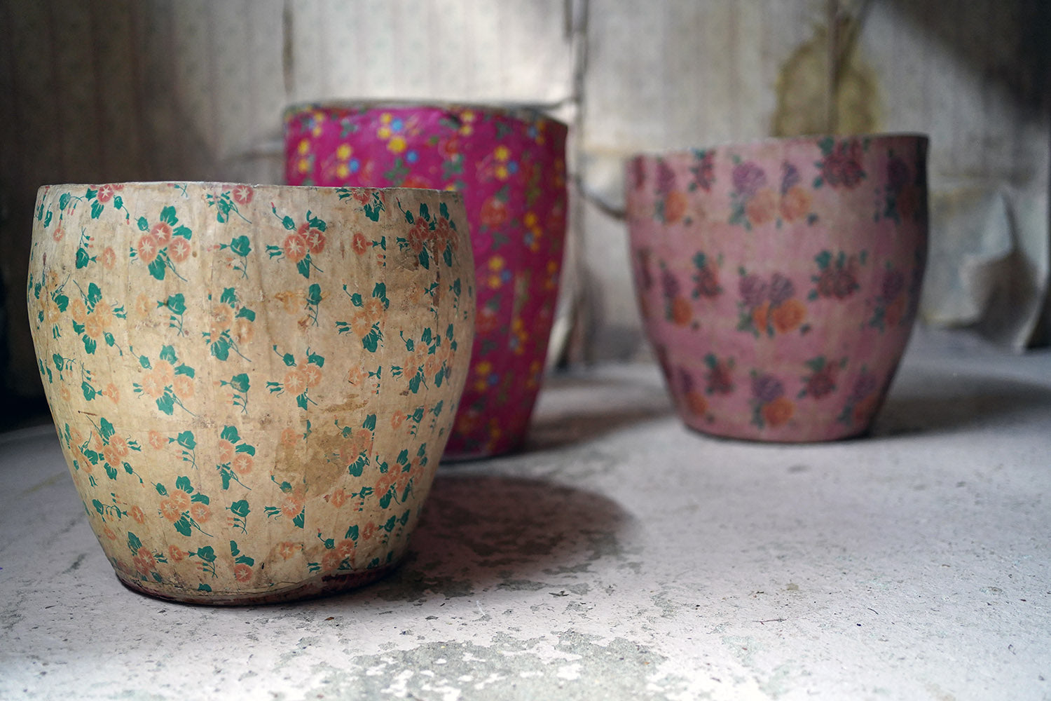 Three Mid-20thC Chinese Papier-mâché Storage Buckets – Doe & Hope