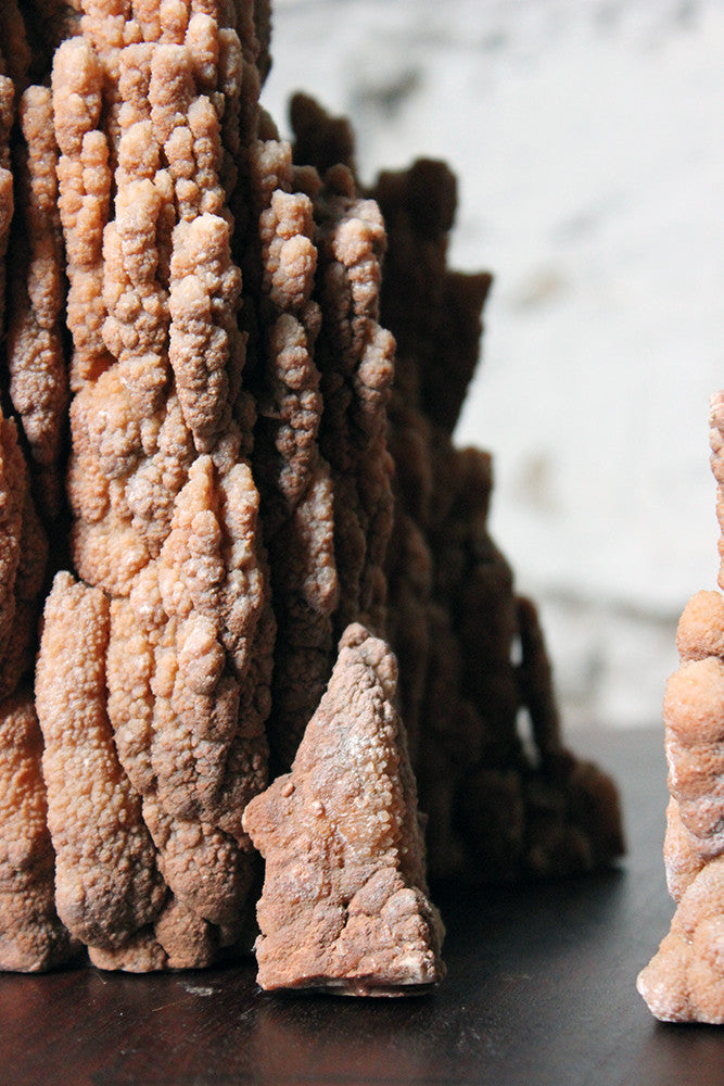 Scolar Rocks A Beautiful Group of Three Graduated Aragonite Scholar’s Rocks – Doe & Hope