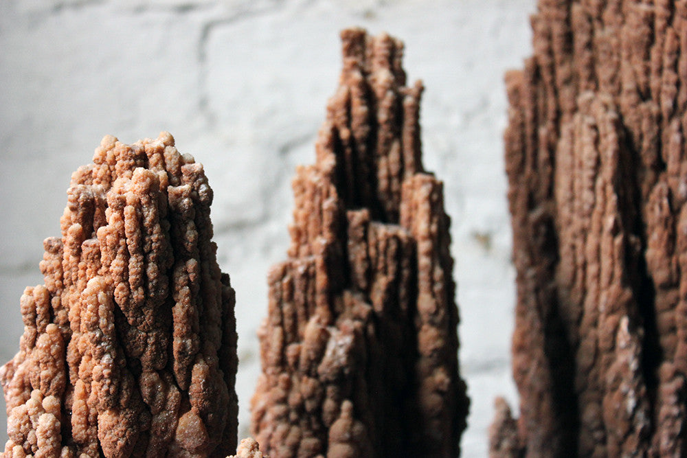 Scolar Rocks A Beautiful Group of Three Graduated Aragonite Scholar’s Rocks – Doe & Hope