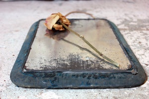 A Primitive Velvet Backed Tin Wall Mirror c.1900-20
