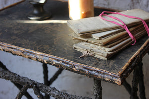 A Very Pretty c.1860-80 Ebonised & Chinoiserie Decorated Twig Table